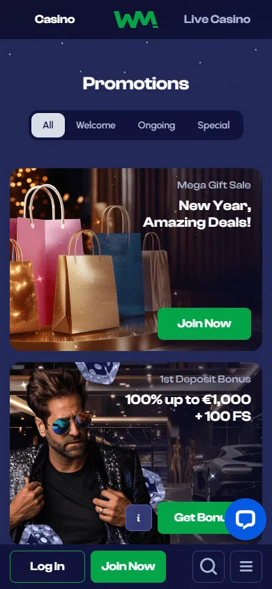 Winmaker Casino promotions on a mobile device
